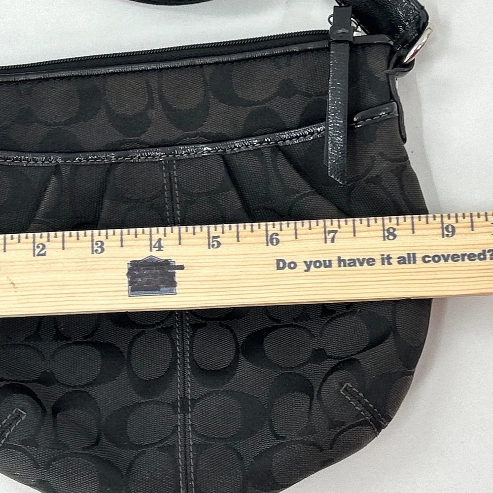 Coach Black Jacquard Signature Print‎ Crossbody Bag Adjustable Strap Small
